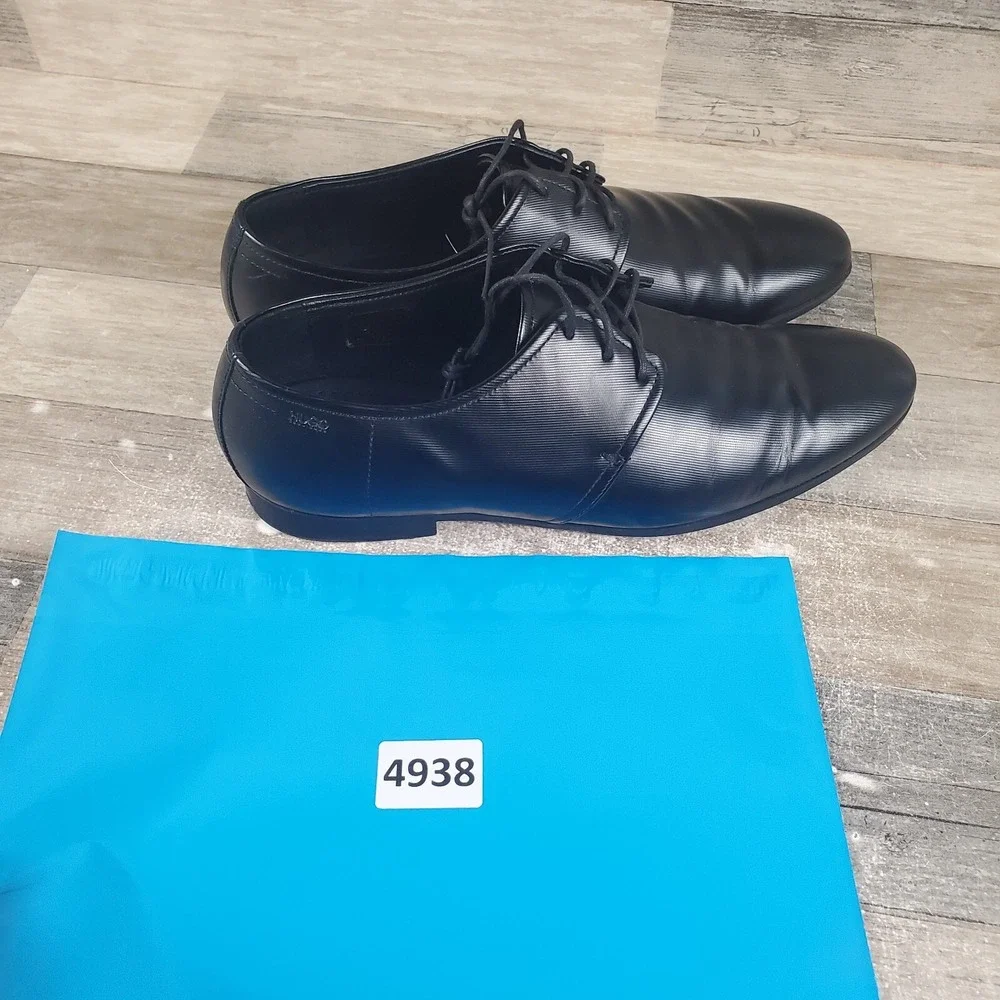 Hugo Boss Colby Mens Shoes Sz 9 Black Leather Lace Up Oxfords Dress Shoe